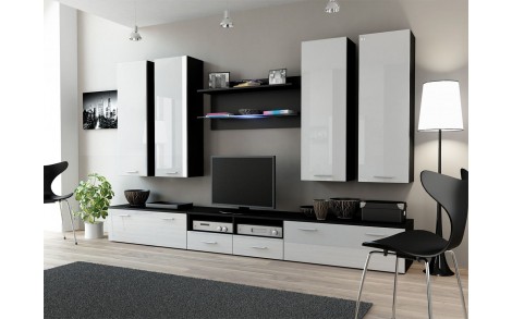 Вітальня DREAM 3 чорний - білий глянець CAMA MEBLE Польща